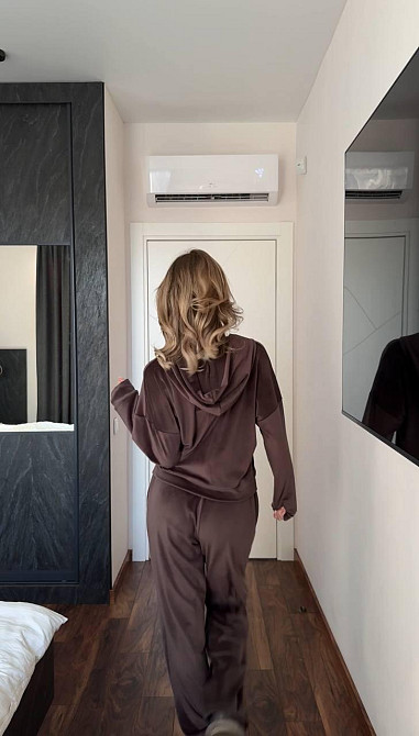 Женский повседневный костюм двойка: кофта и штаны велюр Шоколадный Одесса - изображение 4