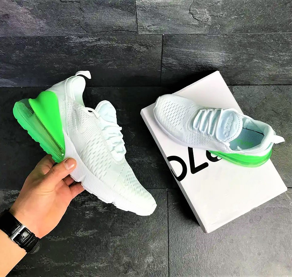 Кросівки Nike 270 Чоловічі Білі з Амортизацією Зелені Найк (розміри: 42,43,44,45) Дніпро - фото 3
