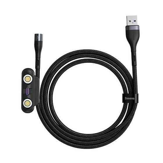 Кабель Baseus Zinc Magnetic Safe Fast Charging Data Cable USB to Micro 2.1A 1m Gray+Black Киев