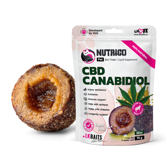 LK Baits Pet Nutrigo CBD Mini Функціональні ласощі для собак дрібних порід з конопляною олією (Ø 15 мм), 75 г Київ