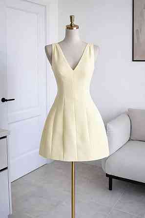 Женское базовое мини платье костюмка + подкладка софт Желтый, 44/46 Одесса