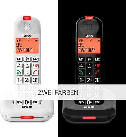 Телефон SPC Comfort Kairo чорний DECT бездротовий для літніх великі кнопки гучний сумісний зі слух. апаратами блокування викликів Київ