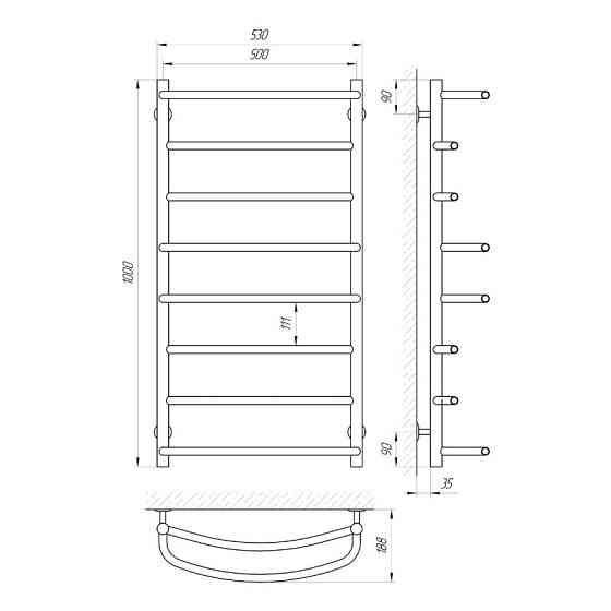 Водяна сушарка для рушників Laris Єврофлеш П8 500x1000 Київ