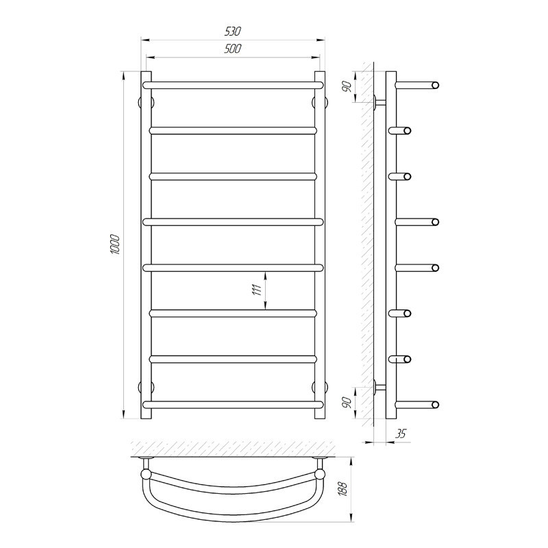 Водяна сушарка для рушників Laris Єврофлеш П8 500x1000 Київ - фото 6