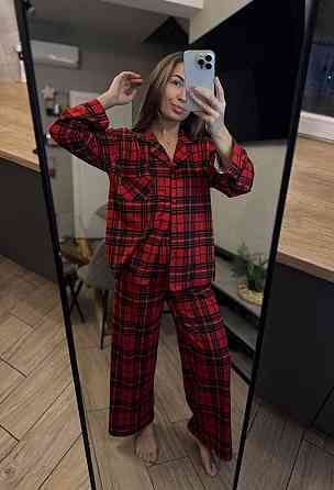 Женский домашний костюм двойка в клетку коттон XXL Одесса