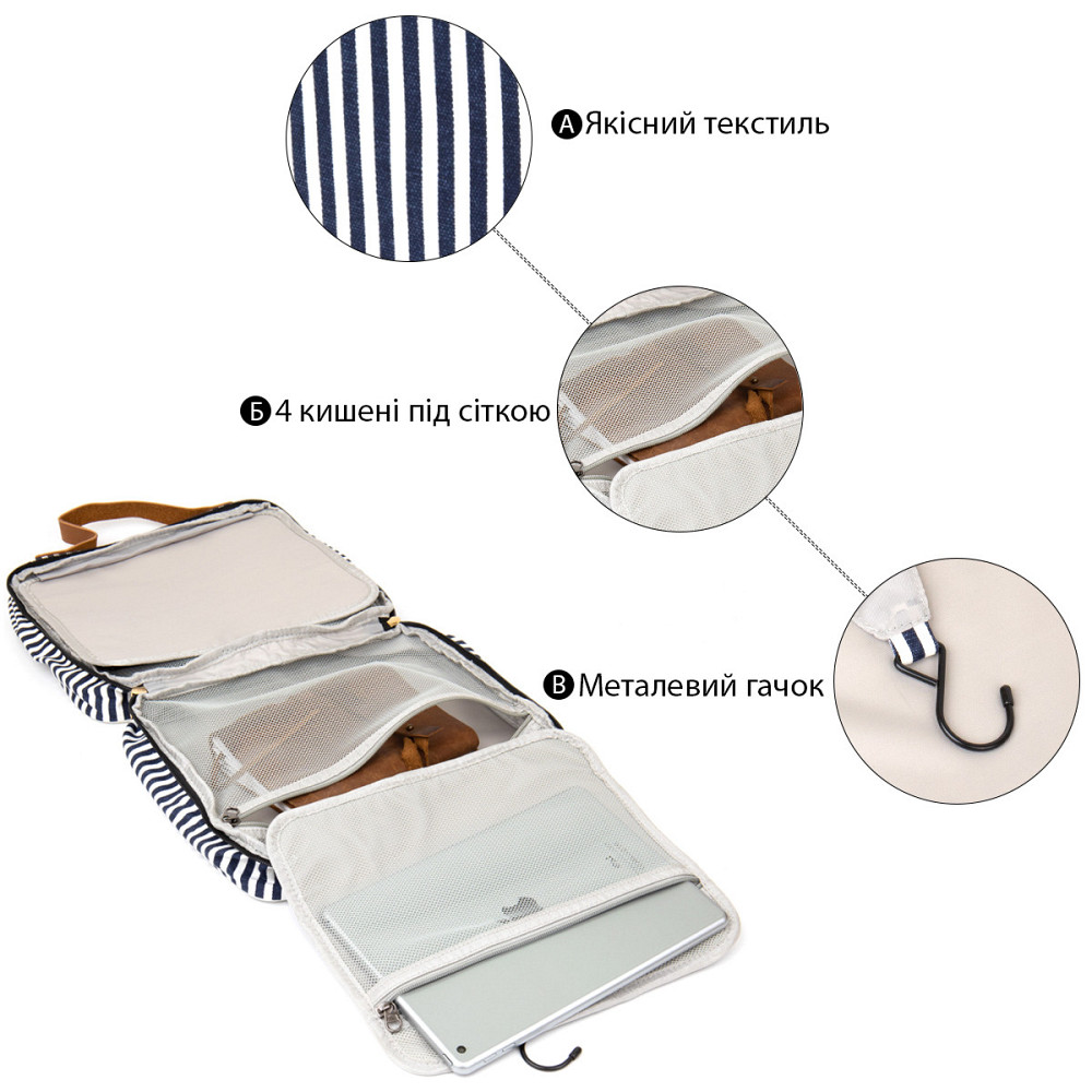 Сумка органайзер для подорожей текстильна Vintage 20651 Біла Київ - фото 5