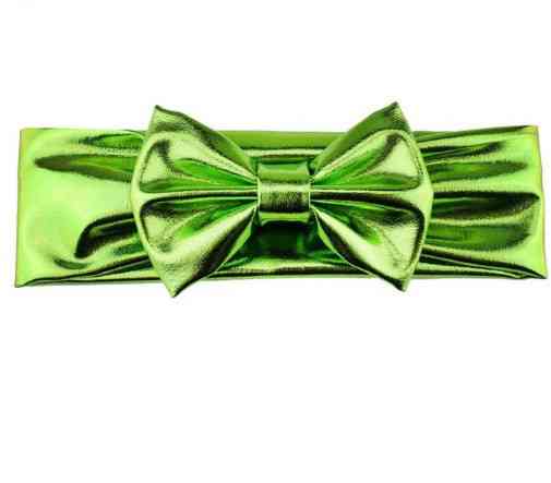 Блискуча салатова дитяча пов'язка - окружність 38-44см, бант 10см Київ