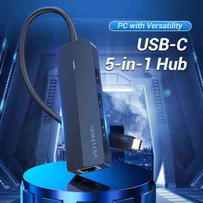 Концентратор Vention USB 3.1 Type-C to 3xUSB 2.0+MicroUSB+RJ45 100M Ethernet black (TGOBB) Винница