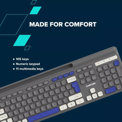Клавиатура Canyon HKB-W03 Wireless UA Grey (CNS-HKBW03DG) Винница - изображение 6
