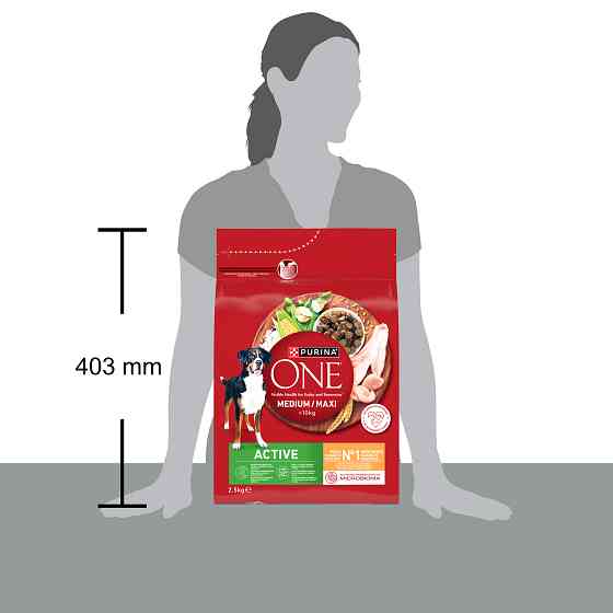 Сухой корм PURINA ONE MedMax Active для взрослых собак средних и крупных пород >10 кг с высокой активностью, курицей и рисом, 2.5 кг Киев
