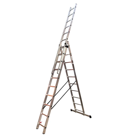 Лестница алюминиевая трёхсекционная GTM KME310 3x10 ступенек 2.72-6.5м (39947) Киев
