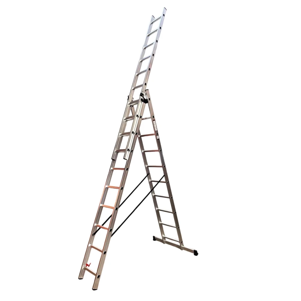 Лестница алюминиевая трёхсекционная GTM KME310 3x10 ступенек 2.72-6.5м (39947) Киев - изображение 1