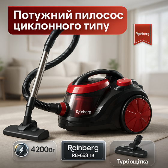 Хозяйственный пылесос для дома Rainberg RB-653 TB 4200Вт 3Л, Эффективный пылесос для дома RX-42 Львов