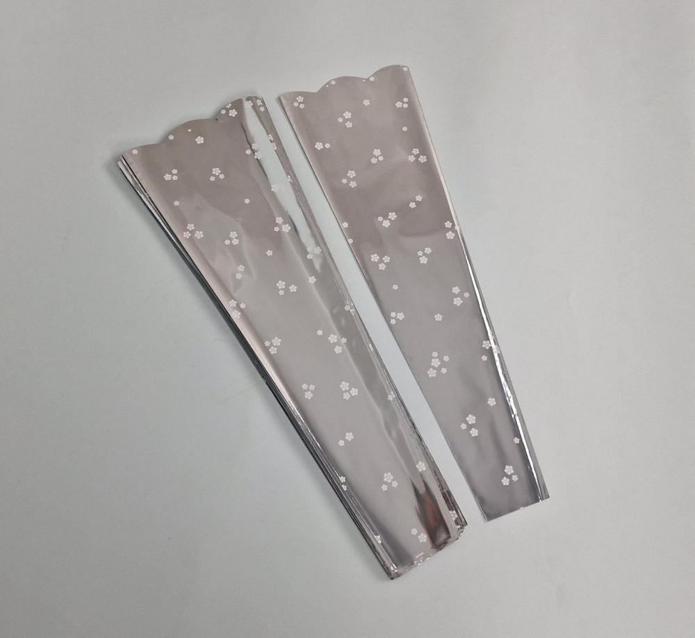 Конусна упаковка для квітів h50 з металізованим візерунком 90 — 100 шт/уп, верх 15 см, низ 6 см Харків - фото 2