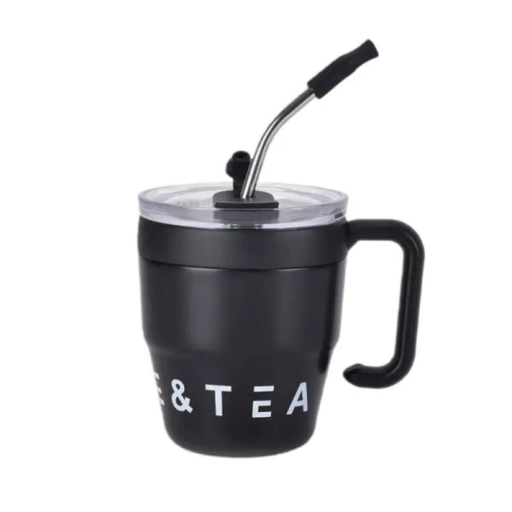 Термокружка Coffee & Tea с трубочкой черная HP-14-23B Коломия - фото 1