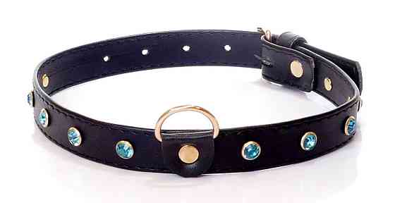 Ошейник из искуственной кожи с кристаллами Fetish Boss Series - Collar Turquoise Crystal, BS3300119 Sex Aura Киев
