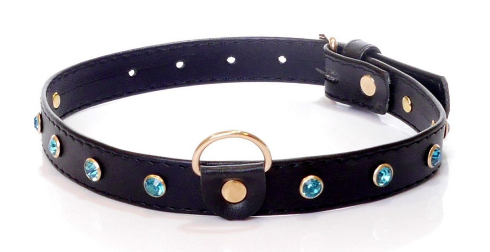 Ошейник из искуственной кожи с кристаллами Fetish Boss Series - Collar Turquoise Crystal, BS3300119 Sex Aura Киев - изображение 1