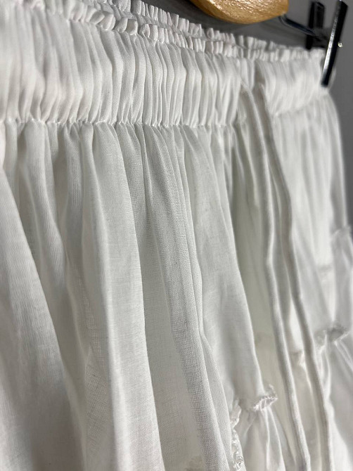 Юбка женская A-N 26070 короткая хлопковая с шортами оборки кружево резинка на талии шнурок белая, белый, L Киев - изображение 17