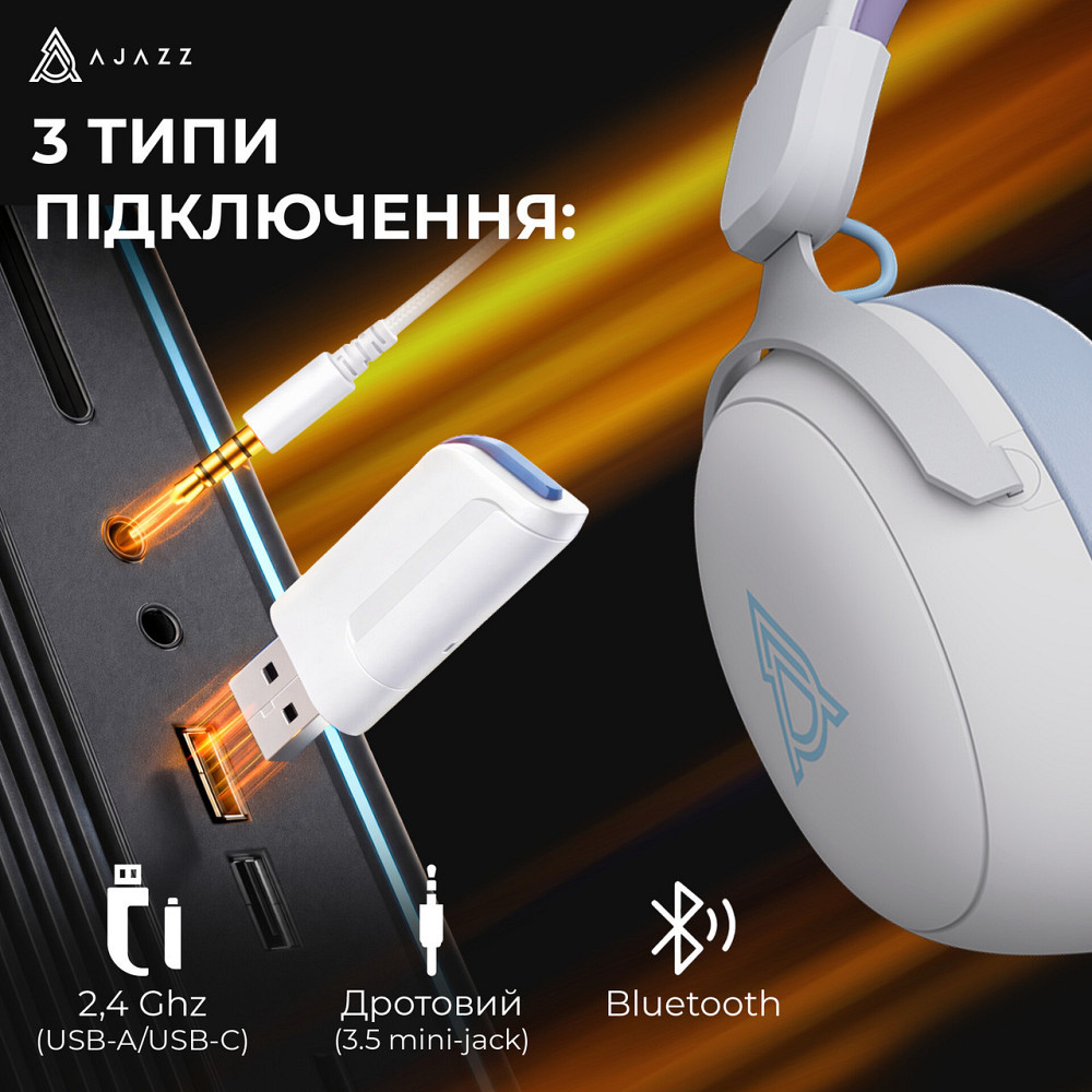Bluetooth-гарнітура Ajazz AHM08 MAX 3-Mode White (AHM08-MAX-PWB) ( 17374 ) Харків - фото 11