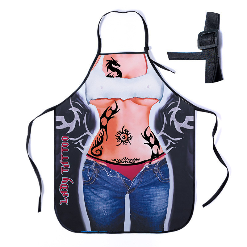 Фартук с приколом женщина с татуировками 75 на 60 см разноцветный Киев - изображение 3