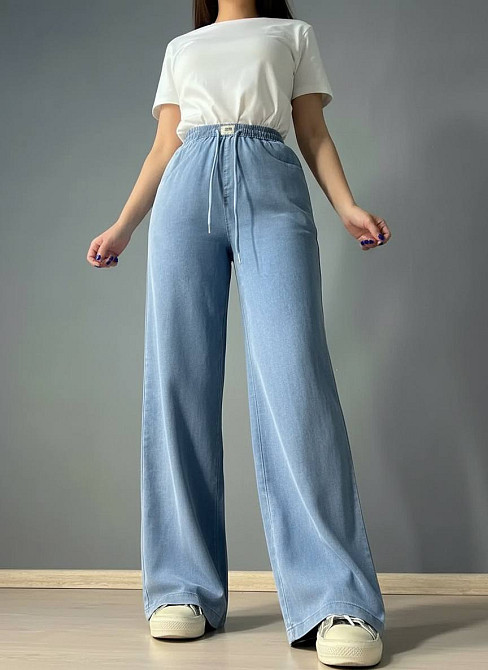 Джинси жіночі Immet 5606-8602 палаццо талія на резинці тенсель блакитні, блакитний, 33, 33, 90 см, 119 см Київ - фото 18