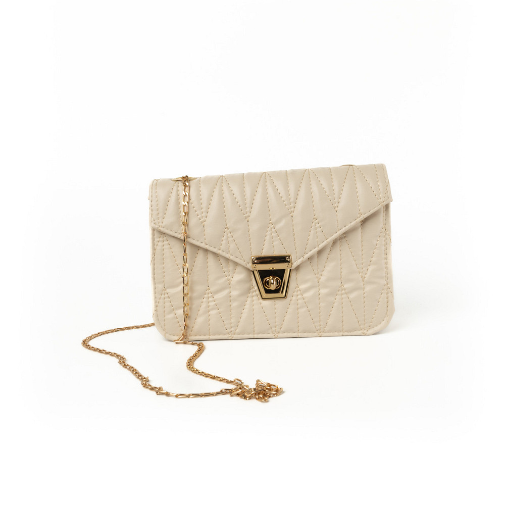 Сумка женская через плечо, сумочка калач со стеганым узором и ручкой-цепочкой, Молочный Каменец-Подольский - изображение 1