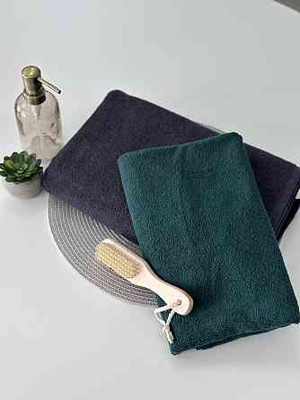 Комплект полотенец однотонных Ideal Textile 50х90см, 70х140см 450 г/м2 графитотовый, изумрудный Черновцы