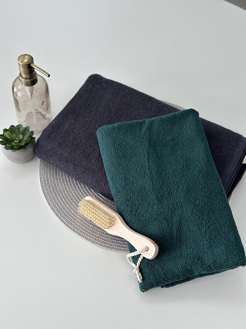 Комплект рушників Ideal Textile однотонних 50х90см, 70х140см 450 г/м2 графітовий, смарагдовий Чернівці - фото 5