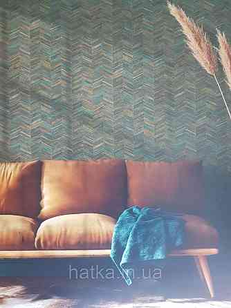 Обои  виниловые на флизелине AS creation Geo Effect 0.53х10 геометрия елочка коричневый синий оранж 38309-2 Киев