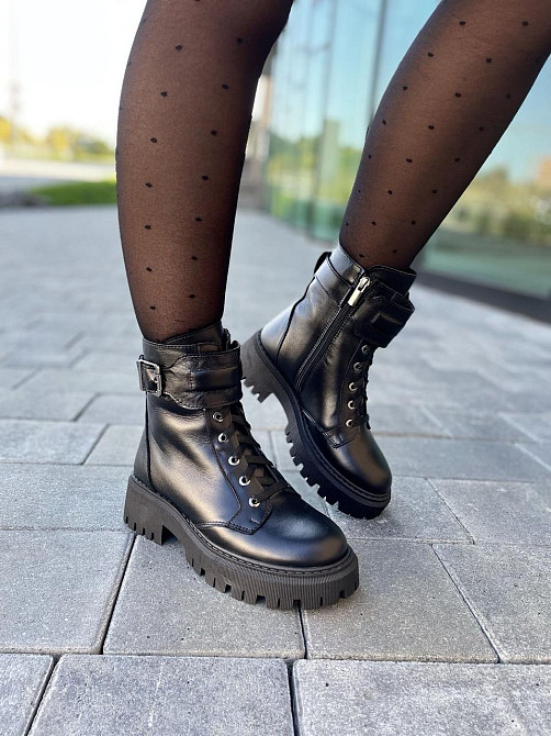 Женские ботинки 2774 черные натуральная кожа зима высота 16см (4802) Коломия - фото 4