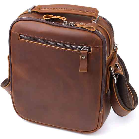 Мужская деловая сумка с ручкой для переноса в руке из натуральной кожи Vintage 23033 Коричневый Киев
