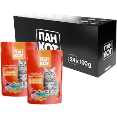 Влажный корм для кошек Пан Кот курица в соусе 100 г (4820111140985) Винница