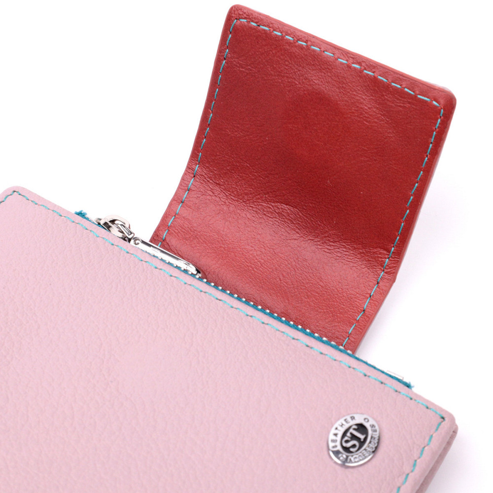 Цікаве портмоне з монетницею для жінок із натуральної шкіри ST Leather 19452 Бежевий Київ - фото 5