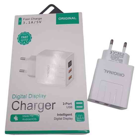 СЗУ Мережева Зарядна Пристрій USB x 2/ A-14 - 2USB / Цифровий Дисплей / CX-QC03 / ART-5740 Дніпро