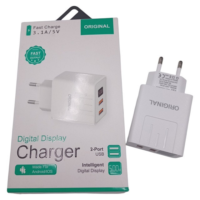 СЗУ Мережева Зарядна Пристрій USB x 2/ A-14 - 2USB / Цифровий Дисплей / CX-QC03 / ART-5740 Дніпро - фото 1