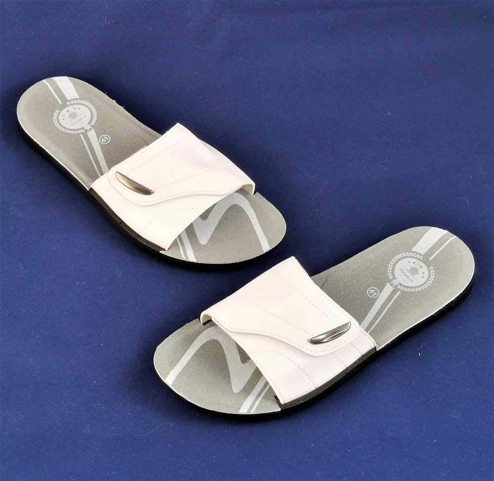 Мужские Шлёпанцы Тапочки Кожаные Белые Сланцы на Липучке (размеры: 45,46) Днепр - изображение 7
