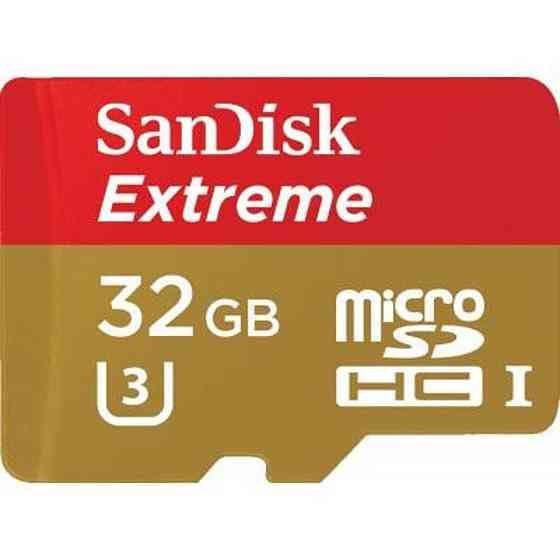microSDHC (UHS-1 U3) SanDisk Extreme Action A1 32Gb Class 10 V30 (R100Mb/s, W60Mb/s) (adapter SD) Киев