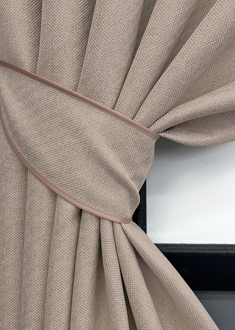 Комплект коротких штор VR-Textil Лен ELEMENTA № 1869ш Бежевый 130х170см 2 шт (35-0427) Киев - изображение 4