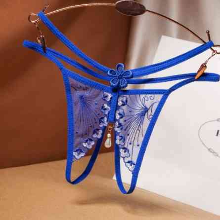 Трусики з інтимним розрізом сині - розмір універсальний, резинка до 85см Київ