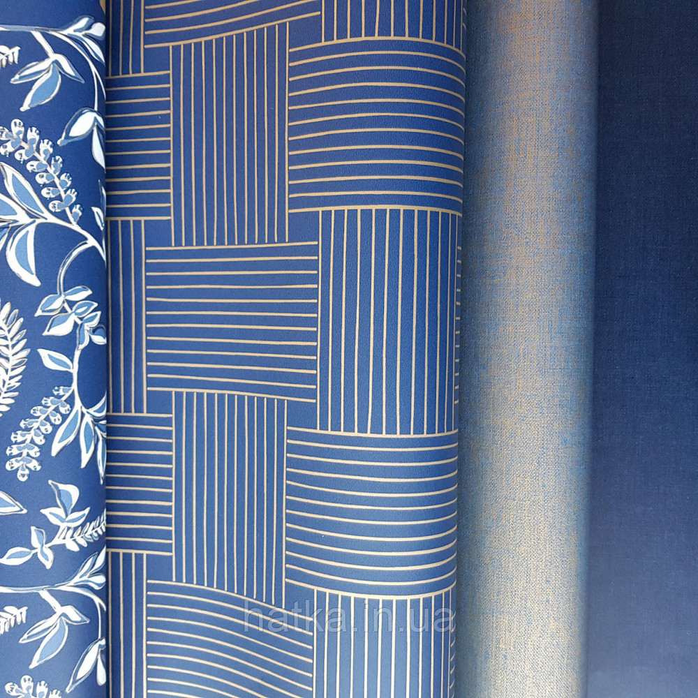 Шпалери вінілові на флізелін Caselio Mystery 0.53х10 м геометрія яскраві смуги золотисті на синьому Київ - фото 4