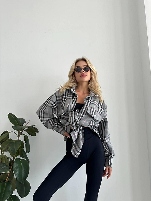 Жіноча тепла оверсайз сорочка в клітинку фланель 48/52 Одеса - фото 7