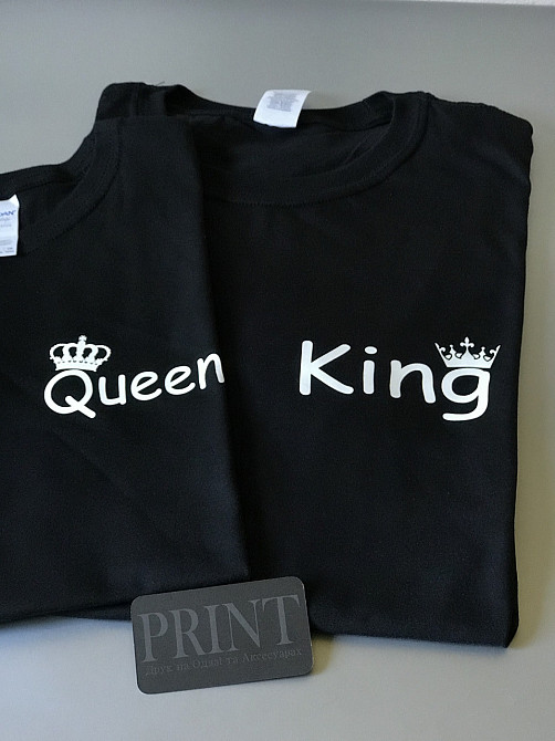 Парные футболки для влюбленных парня и девушки King \ Queen Серый, L, XXL Черновцы - изображение 1