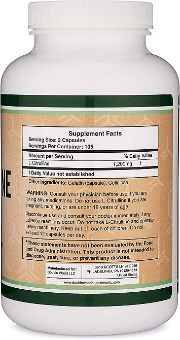 L-цитрулін Double Wood L-Citruline 1200 mg, 210capsules Луцьк - фото 2