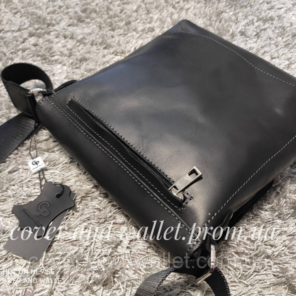 Шкіряна чоловіча сумка месенджер на магнітах ручної роботи Grande Pelle 754110 Київ - фото 5