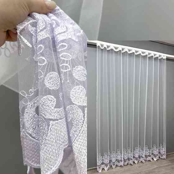 Тюль VR-Textil 1821т Фатин с вышивкой Белый 300х270 см (42-0804) Киев