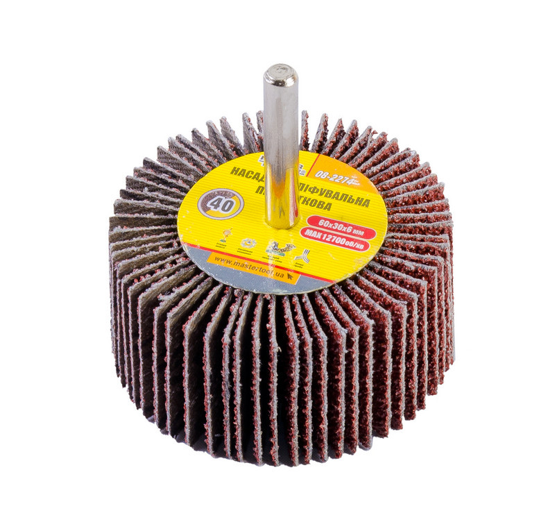 MASTERTOOL Насадка шліфувальна пелюсткова MASTERTOOL зерно 40 60х30 мм зі стрижнем 6 мм 08-2274 Киев - изображение 2