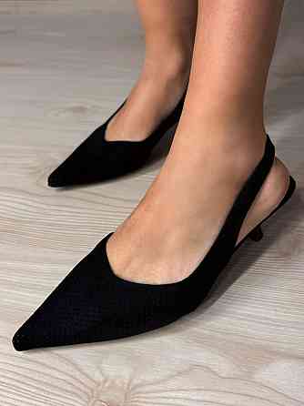 Туфли женские Meideli 2051-37 slingback замшевые лодочки с перфорацией черные, 36, 23,5 см Киев