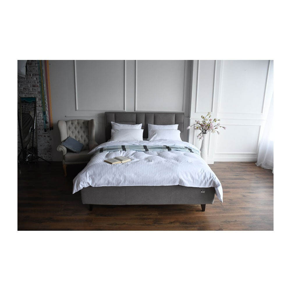 Кровать TaurusDesign Omega Comfort на ножках с нишей для белья 160x200 светло-серый Киев - изображение 3