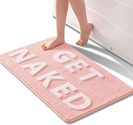 Ультрам'який килимок для ванної Aquarius мікрофібра з антиковзкою гумовою основою 50х80 см Рожевий з білим Буча