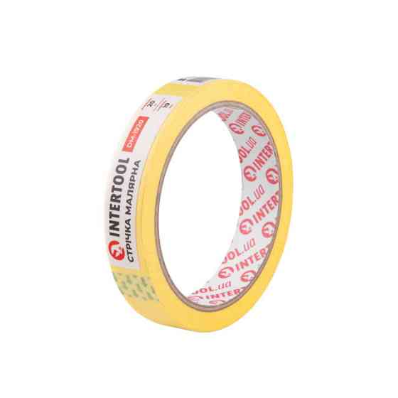Лента малярная 19мм, 20м, желтая INTERTOOL DM-1920 Киев